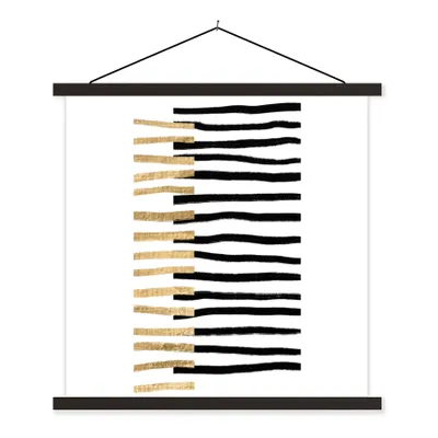 Produktbild von MuchoWow® Textilposter Linie - Gold - Gestaltung 60x60 cm mit schwarzem Rahmen - Posteraufhänger