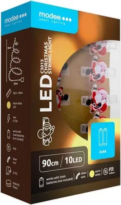 Zdjęcie produktu dla Lampki choinkowe z klipsami LED - 1,2 metra - 10 diod LED - Ciepła biel