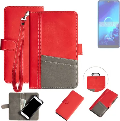 Produktbild von K-S-Trade Handy Schutzhülle für Alcatel 3 (2019) Hülle Portemonnee Brieftasche Klapphülle Kartenfächer Flip Wallet Case Etui