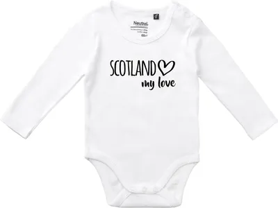 Produktbild von Huuraa Baby Body Scotland my love 74 White  Baumwolle Fairtrade Langarmbody Geschenkidee