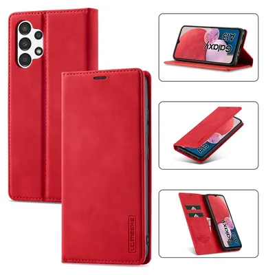 Image de Galaxy A13 4G Étui en cuir avec fonction support et porte-cartes, étui portefeuille pour Samsung Galaxy A13 4G rouge