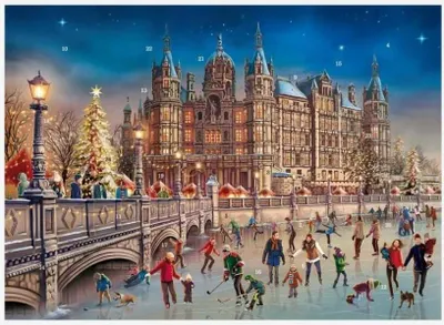 Immagine prodotto di Grande calendario dell'Avvento con il Castello di Schwerin, formato A3, motivo invernale
