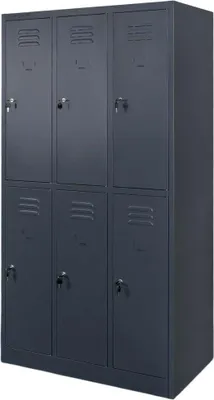 Zdjęcie produktu dla Szafka ubraniowa skrytkowa BHP metalowa Mega-M J-90/6 6-drzwiowa grafitowa 90x50x180cm skręcana