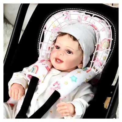 Produktbild von Wendbare Babysitzeinlage mit Gurtabdeckungen und Kopfstütze für Neugeborene, geeignet für Autositz, Kinderwagen und Wippe