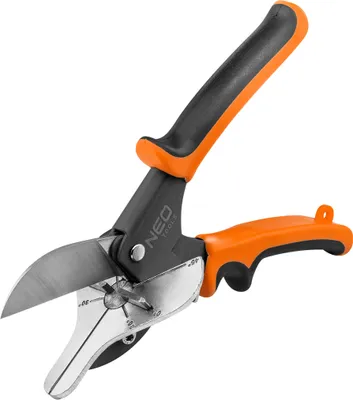 Produktbild von NEO TOOLS Winkelschere 220mm lang, 2-Komponenten-Griff, Klinge Stahl SK5, Aluminiumkörper, Schnittwinkeleinstellung, Schneidbereich 22.5, 45, 90 Grad, für Assemblierers