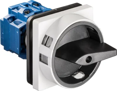 Produktbild von Kraus & Naimer Hauptschalter, 2-polig, 4-Loch Frontbef. 64x64, Ith 20 A, 1,5 kW (AC23B, 230V AC), 2,5 mm², 1 Stk.
