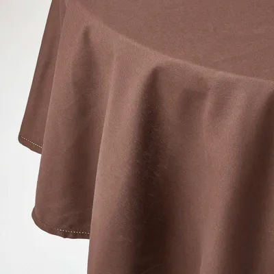 Obrázek produktu pro HOMESCAPES ubrus hnědý kulatý 178 cm, 100% bavlna