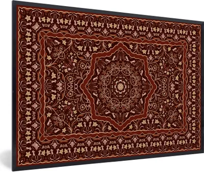 Produktbild von MuchoWow® Gerahmtes Poster Persischer Teppich - Teppich - Mandala 90x60 cm - Poster mit Schwarzem Bilderrahmen Wandposter Rahmen Foto Bilder - Fotorahmen - Foto-Plakat
