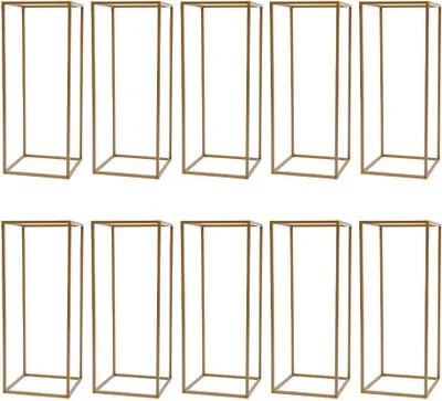 Immagine prodotto di Portafiori - Portafiori da tavolo geometrico - Set da 10 - Altezza 60 cm - Base 24×24 cm - Ferro - Capacità di carico 10 kg - Matrimonio e festa - Oro