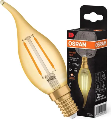 Produktbild von OSRAM Vintage 1906 LED CLASSIC B 1.5W 824 Gold E14 Lampe 120lm 2400K warmweiss wie 12W 4099854091551