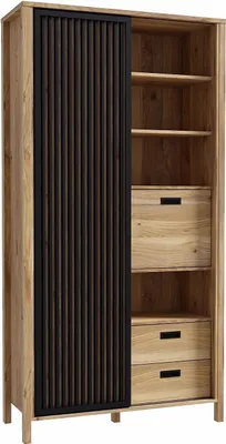 Produktbild von Regalschrank Jytana Jtnr722L Regal Hochschrank Schiebtür Mit Lammelen 2 Schubladen