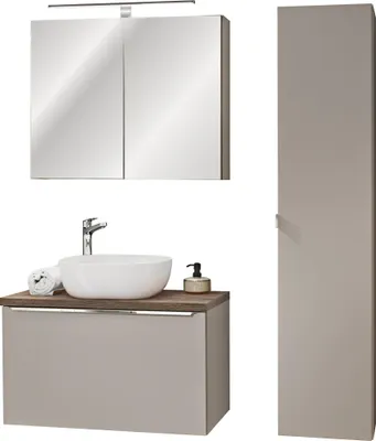 Obrázek produktu pro Koupelnový nábytek 80 cm dub šedý se zrcadlem a LED moderní