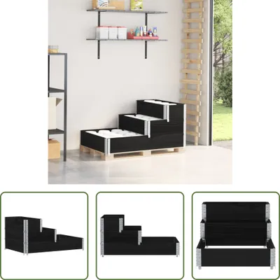 Produktbild von The Living Store Paletten-Aufsatzrahmen 3-fach Schwarz 120x80 cm Massivholz
