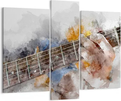 Produktbild von Bild auf Leinwand - Leinwandbild - Gitarre Musik - 95x80cm - Wand Bild - Wanddeko - Wandbilder - Leinwanddruck - Bilder - Kunstdruck - Wanddekoration - Leinwand bilder - Wandkunst - CB95x80-3448