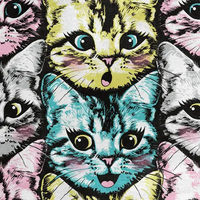 Immagine prodotto di Tessuto di velluto reale in poliestere per cucire - motivo gatti dipinti 2