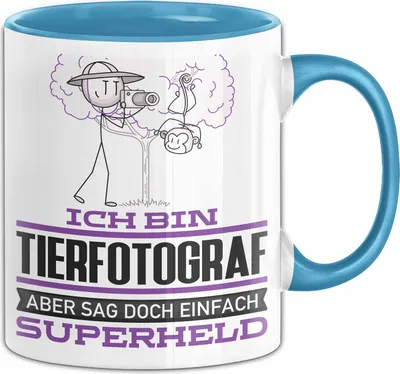 Produktbild von Tierfotograf Geschenk Tasse Ich Bin Tierfotograf Aber Sag Doch Einfach Superheld Lustige Geschenkdiee für Tierfotograf Kaffee-Becher (Blau)