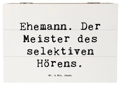 Produktbild von Mr. & Mrs. Panda Schatulle Spruch Ehemann Meister 22 x 15 cm - Weiß - Geschenk, Schatzkiste, Jubiläen, Alltag, Truhe, Kommunikation, Lebenspartner, Holztruhe, für, Kiste