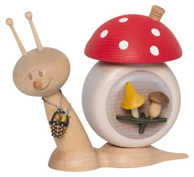 Produktbild von Drechslerei Kuhnert - Räucherfigur Sunny Pilzschnecke - Größe ca. 16cm, für Räucherkerzen Größe M (Standard) - 37112