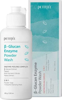 Immagine prodotto di Petitfee Powder Wash B-Glucan Enzyme 80g - Polvere enzimatica per la pulizia del viso