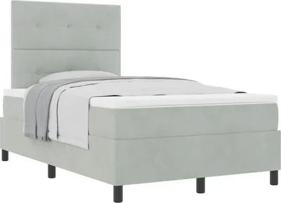 Image de Lit à ressorts avec matelas Gris clair 120 x 190 cm Velours