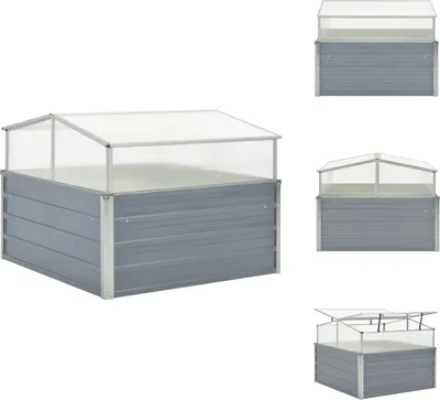 Image de vidaXL Serre Grise Acier galvanisé 100×100×85 cm - Pots de fleurs & Jardinières