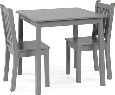 Image de Set de table pour enfant en bois, gris, 2 chaises, table de jeu et d'apprentissage pour chambre d'enfant