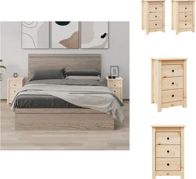 Produktbild von vidaXL Nachttische 2 Stk. 40x35x61,5 cm Massivholz Kiefer -  Nachttische