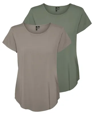 Produktbild von VERO MODA Damen VMBELLA SS TOP 2-Pack WVN GA Kurzärmeliges Rundhals Shirt, Vinta