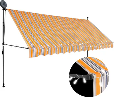 Obrázok produktu pre Ručne zaťahovacia markíza s LED 400 cm, žlto modrá