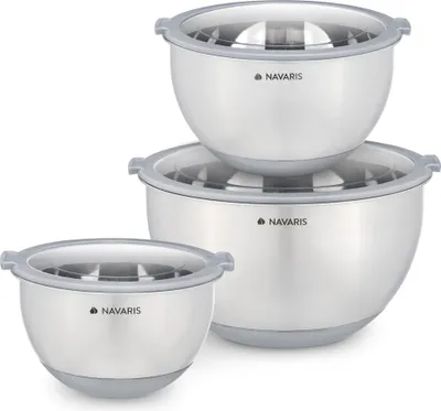 TeamFar Edelstahl Rührschüsseln Mit Deckel – 3-teilig (4,5/3/1,5 QT), Stapelbar, Luftdicht & Spülmaschinenfest