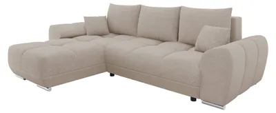 Produktbild von MIRJAN24 Ecksofa Logo L mit Bettkasten und Schlaffunktion, Seite universal, Rückenlehne in Form beweglicher Kissen (Farbe: Velo 623)