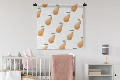 Produktbild von MuchoWow® Wandteppich Wandbehang Birnen - Aquarell - Weiß 90x90 cm Tapisserie Dekoration Wandtuch - Wandaufhänger