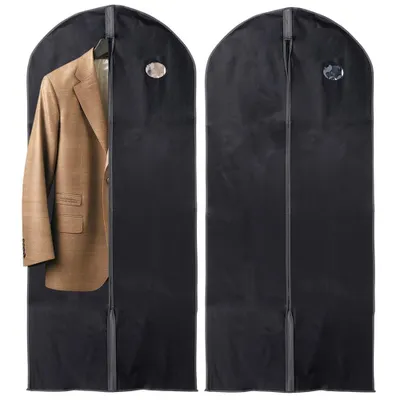 Produktbild von Vilde | Kleidersack - Schwarz - 60 x 135 cm - 2 Stück - Bekleidungsschutz - Anzugtasche
