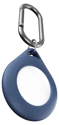 Productafbeelding van KeyBudz Secure Dock, siliconen bevestiging voor Apple AirTag met karabijnhaak, blauw (2 stuks)