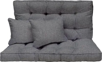 Produktbild von Hollywoodschaukel Auflage 120x50 cm, 2-Sitzer, dick gepolstert, Grau Len, Gartenbank, Balkon, Kissen Set [133]
