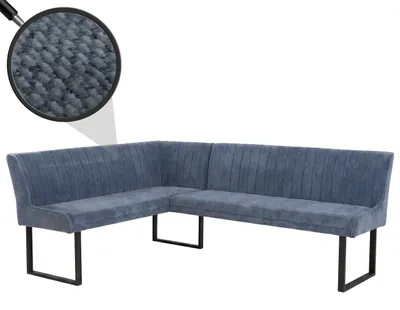 Obrázok produktu pre Rohová lavica HWC-O82, jedálenská lavica, Öko-Tex (310 g/m²) ženilková látka/textil s kovovými prvkami, 159 x 210 cm ~ modrá