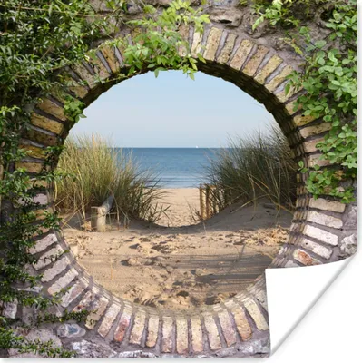Produktbild von MuchoWow® Poster Aussicht - Strand - Düne - Sommer 75x75 cm - Wand Dekoration