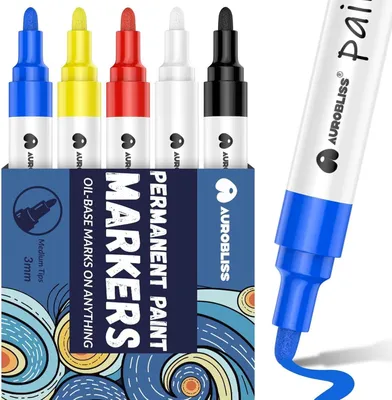 Imagen del producto de Rotulador permanente a base de aceite, 10 colores, punta de 2-3 mm, ideal para metal, plástico, vidrio y madera