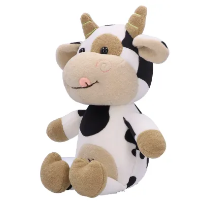 Zdjęcie produktu dla Krowa Wypchana Pluszowa Zabawka Śliczne Zwierzę Kreskówka Cielę Lalka Zabawka dla Dzieci Prezent Urodzinowy (30cm)