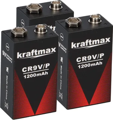Produktbild von 3x Kraftmax Lithium 9V Block Hochleistungs- Batterien für Rauchmelder Feuermelder - 10 Jahre Batterie Lebensdauer