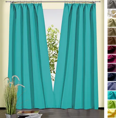 Produktbild von heimtexland ® Dekoschal Baumwolle Uni Gardine Kräuselband Schlaufen Vorhang Blickdicht Natur Typ625 Bandschal HxB 245x135 cm Türkis