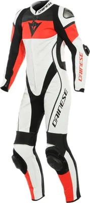 Produktbild von Dainese Imatra 1-Teiler Perforierte Damen Motorrad Lederkombi Farbe: Schwarz/Rot/Weiß, Grösse: 40