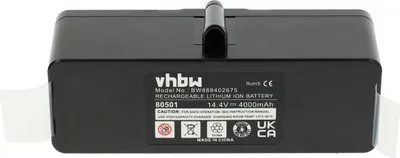 Produktbild von vhbw Akku kompatibel mit iRobot Roomba 581, 614, 605, 611, 618, 583, 610, 590, 612, 616, 620, 582, 615 Staubsauger Schwarz (4000 mAh, 14,4 V, Li-Ion)