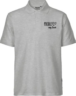 Produktbild von Huuraa Herren Polo Shirt Poodle my love L Sport Grey Bio Baumwolle Fairtrade Poloshirt Geschenkidee