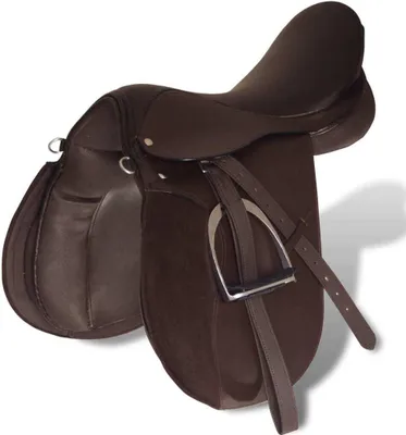 Produktbild von vidaXL Pferdereiten Sattelset 17,5" echtes Leder braun 18 cm 5-in-1