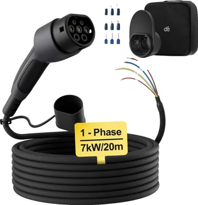 Image de Câble de recharge pour véhicules électriques, puissance 7 kW, évaluation IP55, plusieurs options de longueur, câble 7kW 20M