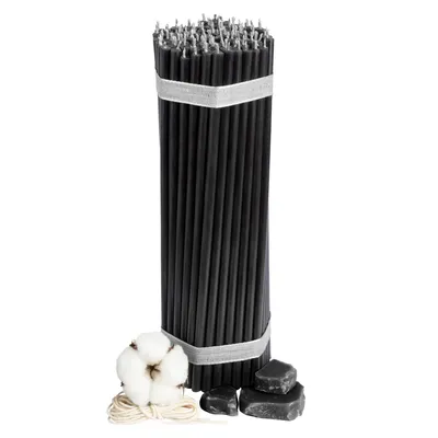 Produktbild von Schwarze Bienenwachskerzen Nr. 40 – 100 Stück (1 kg) – 26,5 cm lang, Ø 7,1 mm, 120 Min Brenndauer – Handgefertigte Ritualkerzen aus 100 % Bienenwachs