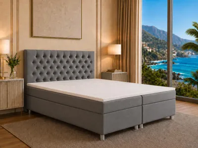 Produktbild von Best for Home Boxspringbett mit Bettkasten Trinity K-14 Bonellfederkern inkl. Topper-140x200-Graphit