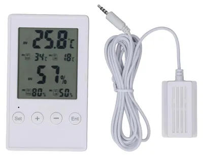 Image de Moniteur d'humidité et de température, hygromètre-thermomètre numérique multifonctionnel avec sonde pour la maison