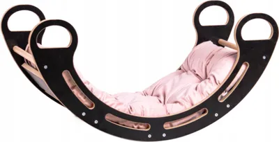 Produktbild von Montessori-Holzschaukel für Kinder Babylike+Kissen, Kletterbogen Bogenwippe Kletterleiter Kinder, Geschenk für Baby